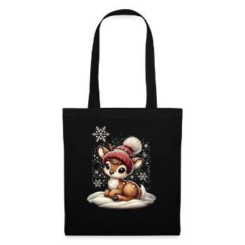 Renne de Noël vintage mignon mignon faon - Sac en tissu - noir - Devant