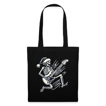 Skeleton With Santa Hat Rocks Guitar - Tote Bag - black - Front