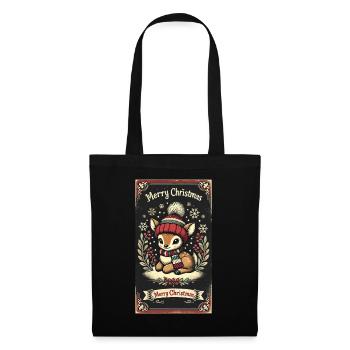 Vintage Noël renne neige flocons de neige - Sac en tissu - noir - Devant