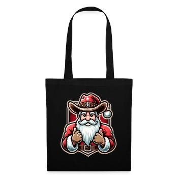 Fröhlicher Cowboy Weihnachtsmann Stilvolles - Stoffbeutel - Schwarz - Vorne