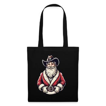 Cowboy Weihnachtsmann Western Flair - Stoffbeutel - Schwarz - Vorne