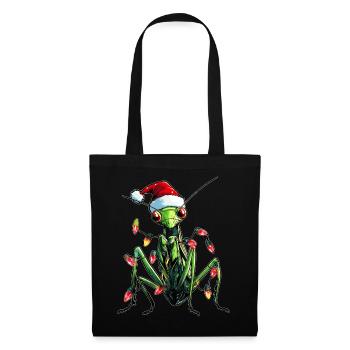 Gottesanbeterin Insekt Weihnachtsmütze Xmas - Stoffbeutel - Schwarz - Vorne