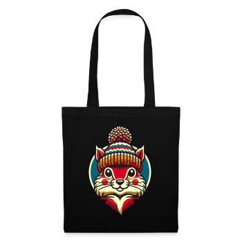 Merry Christmas Squirrel Winter Hat - Tote Bag - black - Front
