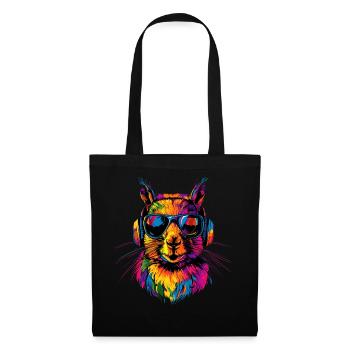 Squirrel Headphones Colorful Pop Art DJ Squirrel - Tote Bag - black - Front