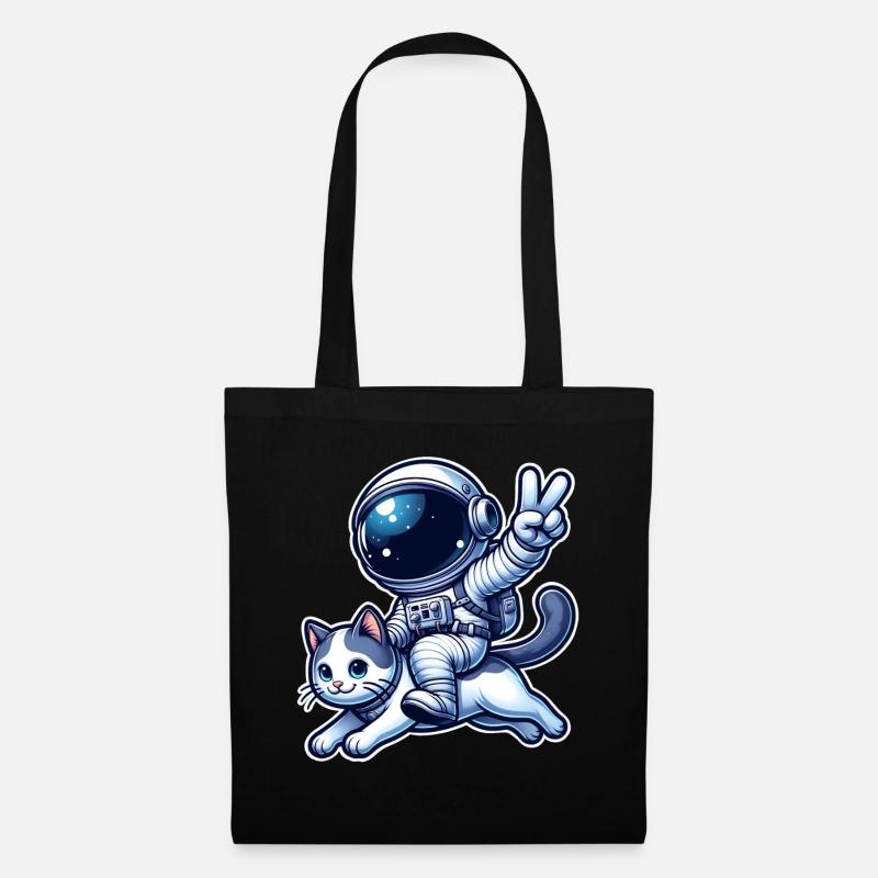 Astronaut Katze - Stoffbeutel - Schwarz