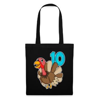 10th Birthday Motif Turkey - Ten - 10 Years - Tote Bag - black - Front