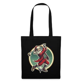 Golf Spielender Weihnachtsmann Design - Stoffbeutel - Schwarz - Vorne