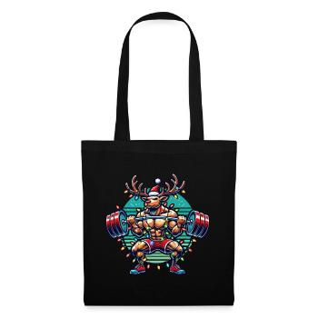 Noël Bodybuilder Renne Muscle Power - Sac en tissu - noir - Devant
