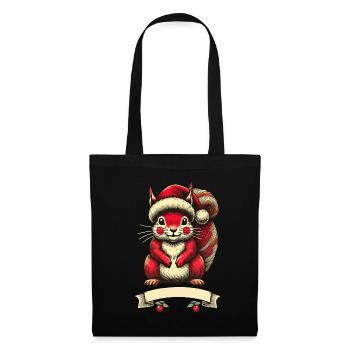 Christmas squirrel with Christmas hat - Tote Bag - black - Front