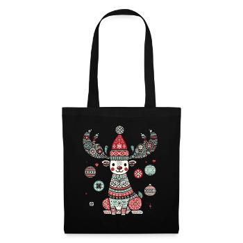Fröhlicher Rentierzauber Mit Weihnachtskugeln - Stoffbeutel - Schwarz - Vorne