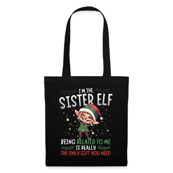 witziJe suis la sœur elfe - Look partenaire de Noël - Sac en tissu - noir - Devant