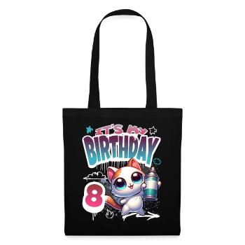 8th Birthday Cat Graffiti - Tote Bag - black - Front