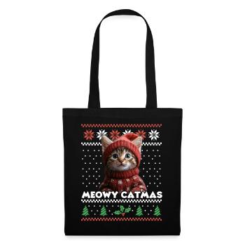 Meowy Catmas Christmas Matching Look - Cat Fans - Tote Bag - black - Front