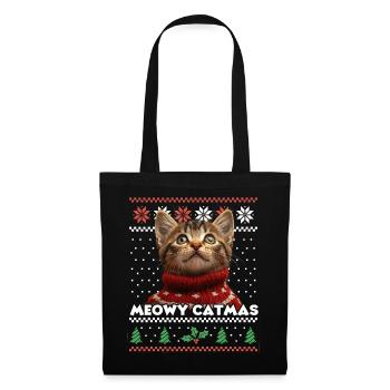 Meowy Catmas Christmas Matching Look - Red Scarf - Tote Bag - black - Front