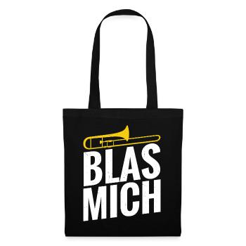Posaune Blas Mich Humorvolle Musik - Stoffbeutel - Schwarz - Vorne