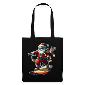Weihnachtsmann Surfen Surfer Weihnachtsmütze Xmas - Stoffbeutel - Schwarz - Vorne