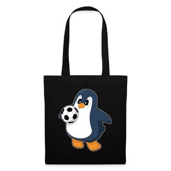 Pinguin Fußballspieler Fußball - Stoffbeutel - Schwarz - Vorne
