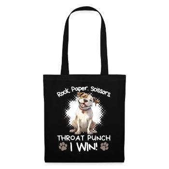 Roche Papier Ciseaux Bouledogue Sarcastique Drôle - Sac en tissu - noir - Devant