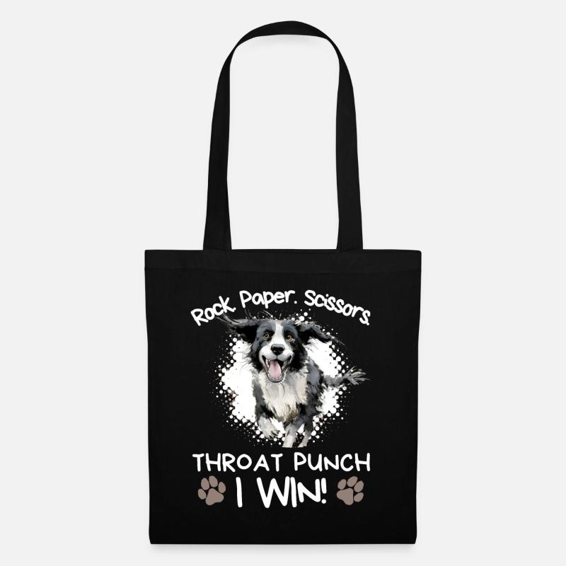 Rock Paper Scissors Throat Punch - Border Collie - Stoffbeutel - Schwarz