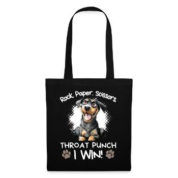 Roche Papier Ciseaux Rottweiler Humour drôle - Sac en tissu - noir - Devant