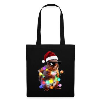 Christmas squirrel with fairy lights - Tote Bag - black - Front