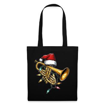 Trumpet Instrument Trumpeter Christmas Hat Xmas - Tote Bag - black - Front
