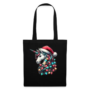 Unicorn Animal Santa Hat Xmas - Tote Bag - black - Front