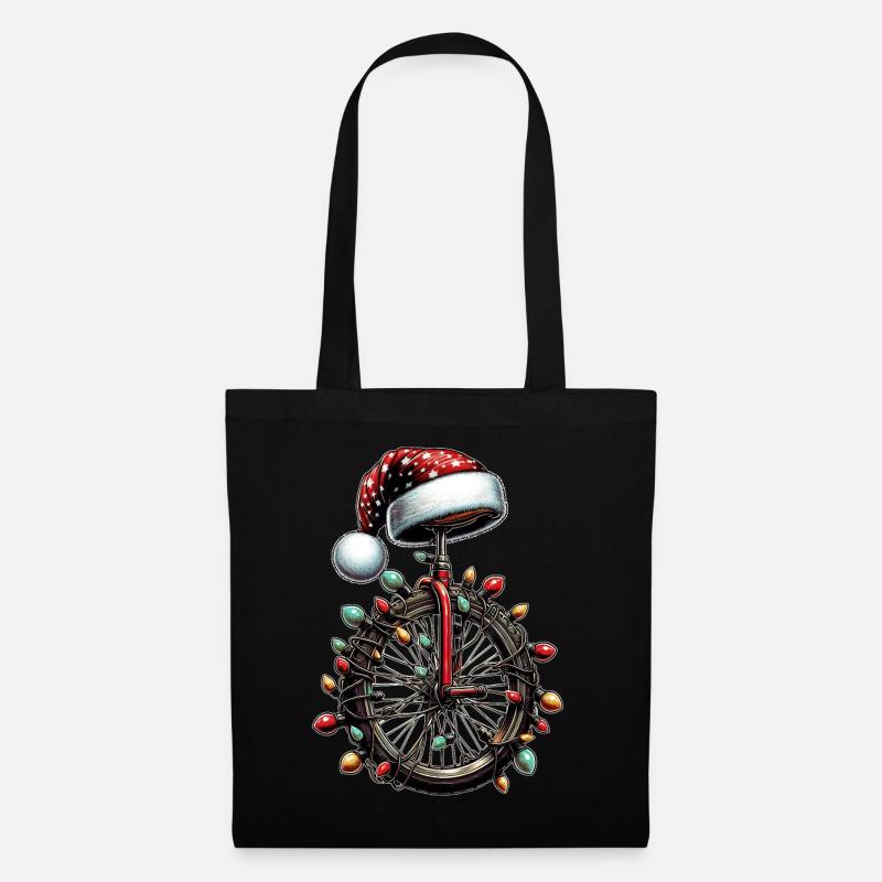 Einradfahren Einrad Weihnachten Hut Xmas - Stoffbeutel - Schwarz