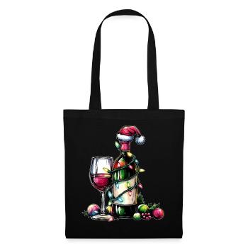 Wine-drinking drinker Santa hat Xmas - Tote Bag - black - Front