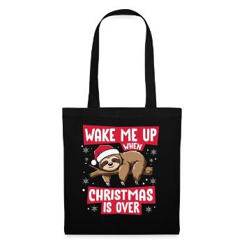 Wake Me Up Lustiges Weihnachtsfaultier Weihnachten - Stoffbeutel - Schwarz - Vorne