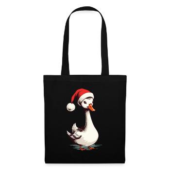 Canard festif avec chapeau de Noël pour Noël - Sac en tissu - noir - Devant