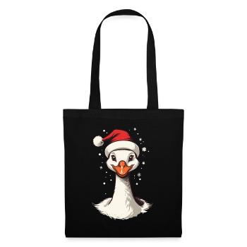 Motif de Noël sucré de canard festif avec chapeau - Sac en tissu - noir - Devant