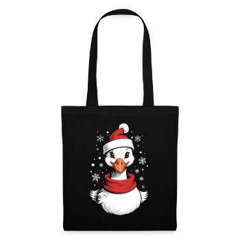 Canard de Noël avec chapeau de Noël - Sac en tissu - noir - Devant
