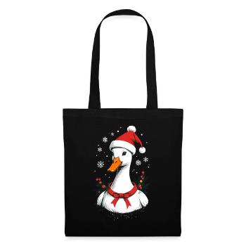 Canard de Noël avec un joli chapeau de Noël - Sac en tissu - noir - Devant