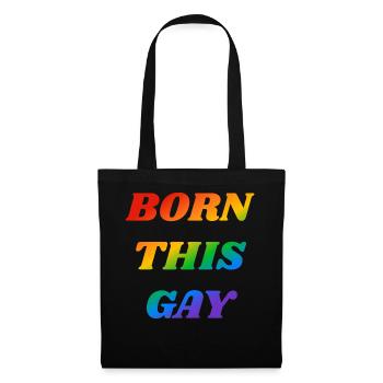 Born this gay rainbow text - Tote Bag - black - Front