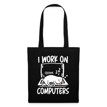 I work on computers - Stoffbeutel - Schwarz - Vorne