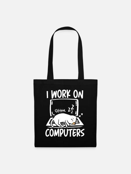 I work on computers - Stoffbeutel - Schwarz