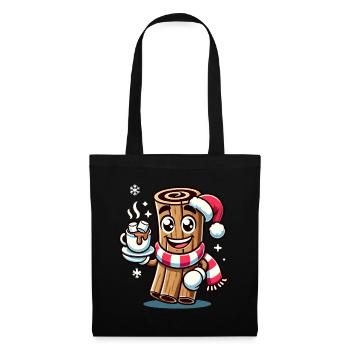 Heiße Schokolade Mit Zimt Cartoon Weihnachtlich - Stoffbeutel - Schwarz - Vorne