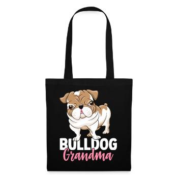 Bulldogge Großmutter Bulldoggenliebhaberin - Stoffbeutel - Schwarz - Vorne