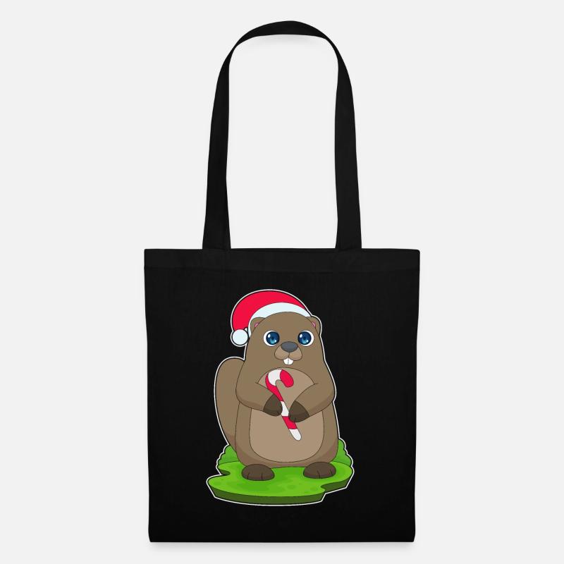 Biber Weihnachten Zuckerstange - Stoffbeutel - Schwarz