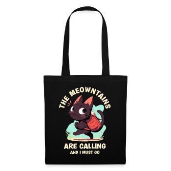 The Meowntains Are Calling Mountains Hiking Cat - Tote Bag - black - Front