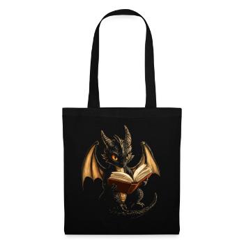 Schwarzer Drache – Mystik für Bücherliebhaber - Stoffbeutel - Schwarz - Vorne