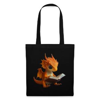 Niedlicher orangefarbener Drache Magischer Drachw - Stoffbeutel - Schwarz - Vorne