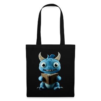 Lustiger blauer Drache Fantasie für Buchliebhaber - Stoffbeutel - Schwarz - Vorne