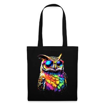 Owl Colorful Rainbow Colors Owl Owl Owl Owl Owl - Tote Bag - black - Front