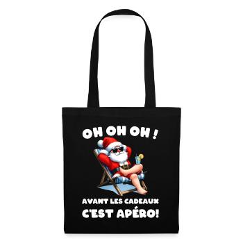 Joyeux Noel 2024 Père Noel Apero cadeau Noel Homme - Sac en tissu - noir - Devant