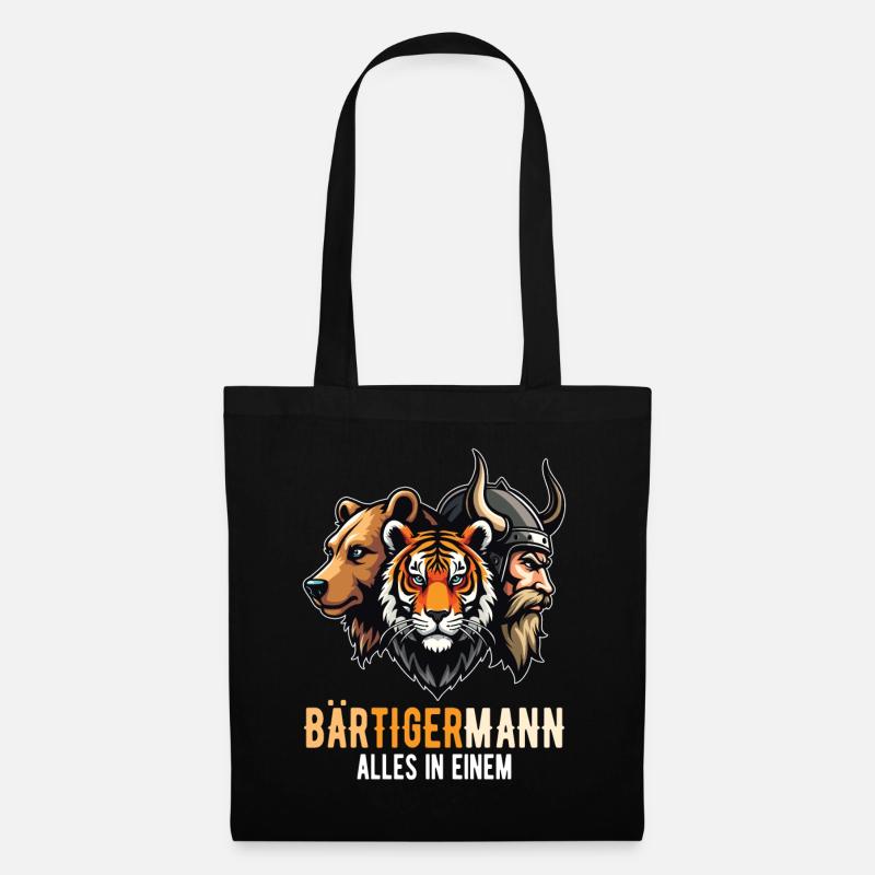 Bärtigermann Bär Tiger Mann Wikinger - Stoffbeutel - Schwarz