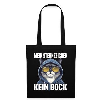 Mein Sternzeichen Kein Bock Katze - Stoffbeutel - Schwarz - Vorne