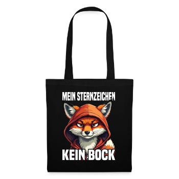 Mein Sternzeichen Kein Bock Fuchs - Stoffbeutel - Schwarz - Vorne