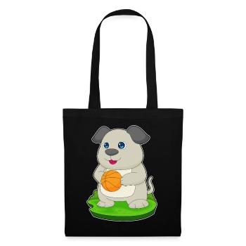 Hund Basketballspieler Basketball - Stoffbeutel - Schwarz - Vorne